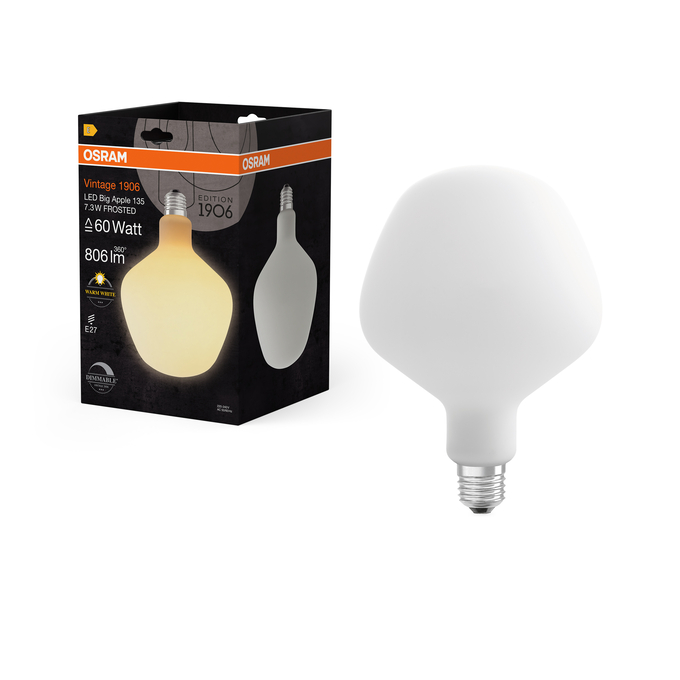 1906 LED Big Apple 60 2700K 7,3W E27 DIM Frosted