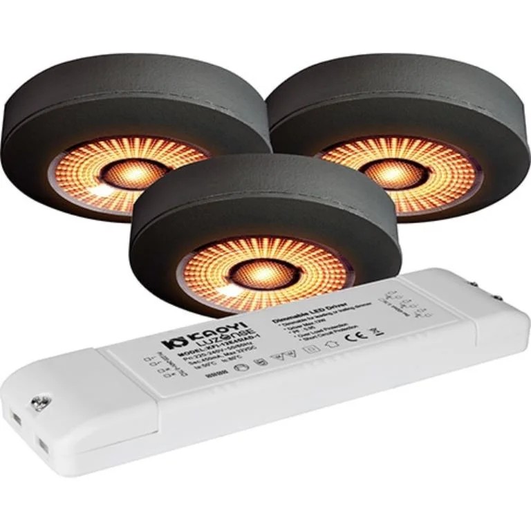 UNOCOB Slim LED ljós 3x4W Svart WD 160mA IP44 400lm 40° NÝTT