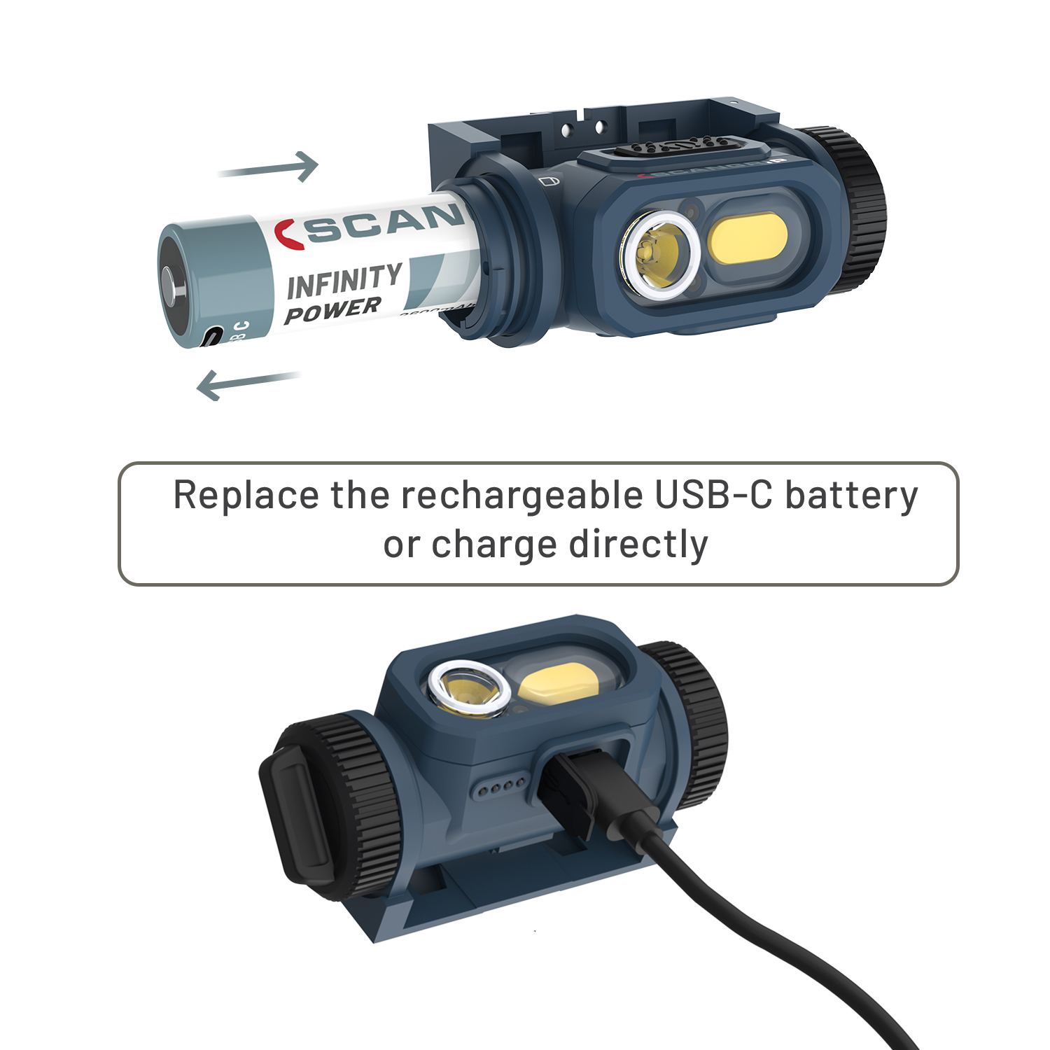 Höfuðljós á hjálm Horizon, með skynjara