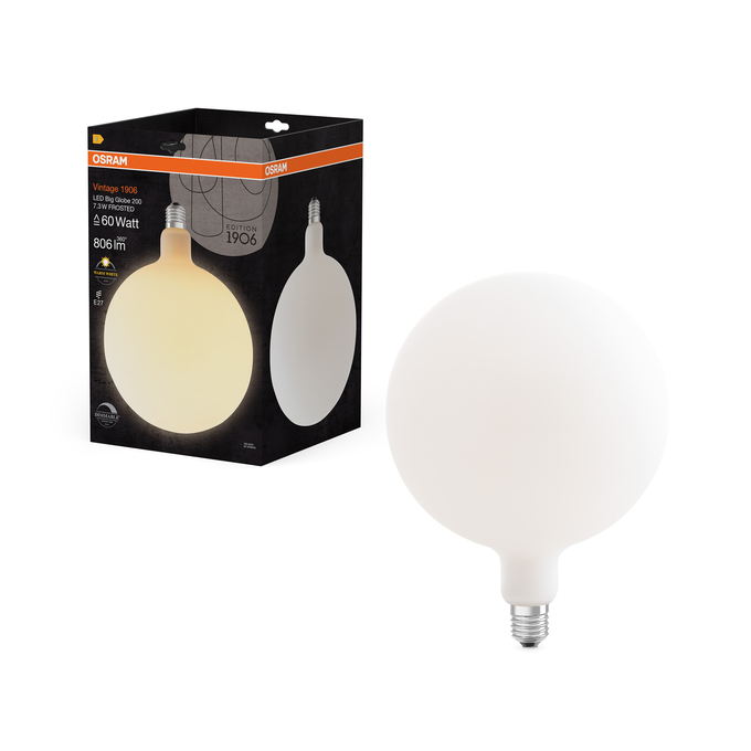 1906 LED Big Globe 200 2700J 4,8W E27 DIM Hvít.