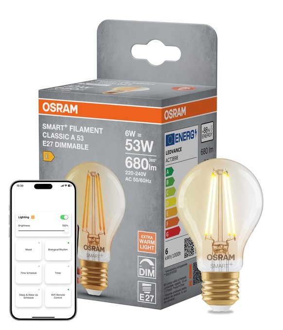 SMART+Matter Alm.pera Gold 6W E27 2700K DIM