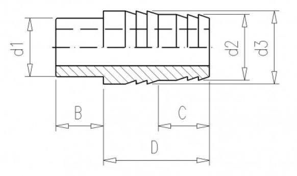 Slöngutengi 50/50-53 UPVC