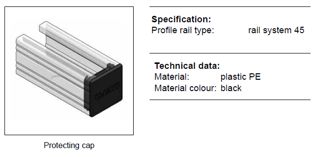 Prófíl tappi í C 45/45 plast