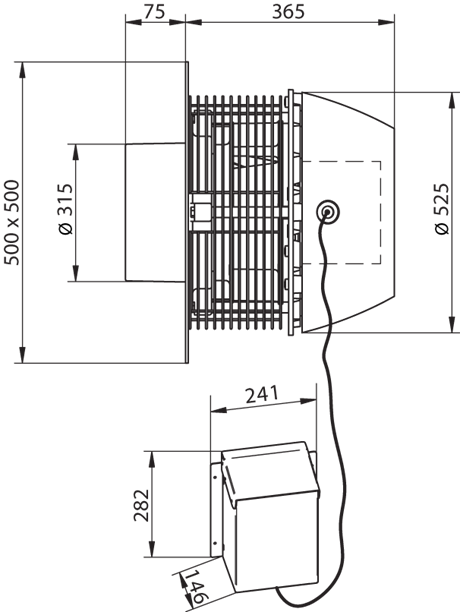 Veggblásari VVR 315-4 EC 1x230V