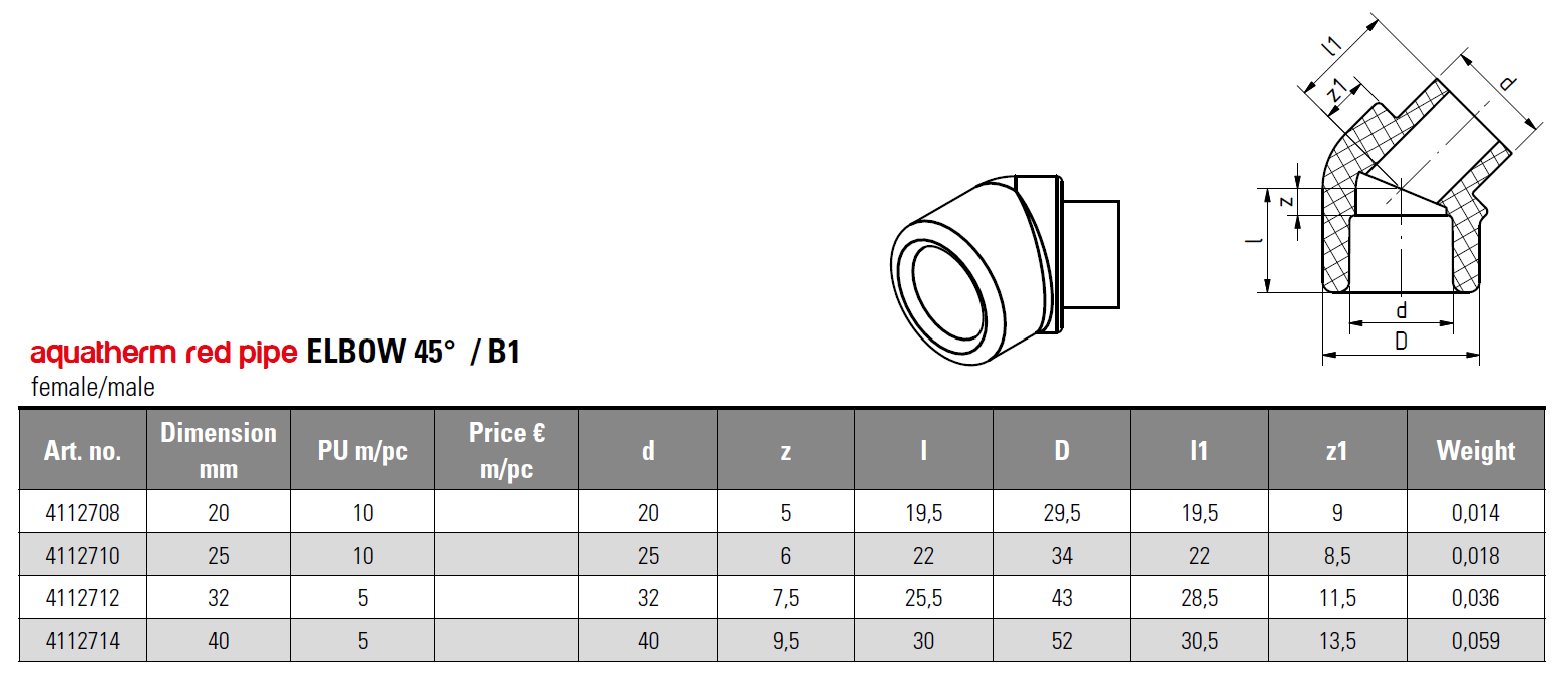 PPr FS N-Hné 40mm 45° Rautt