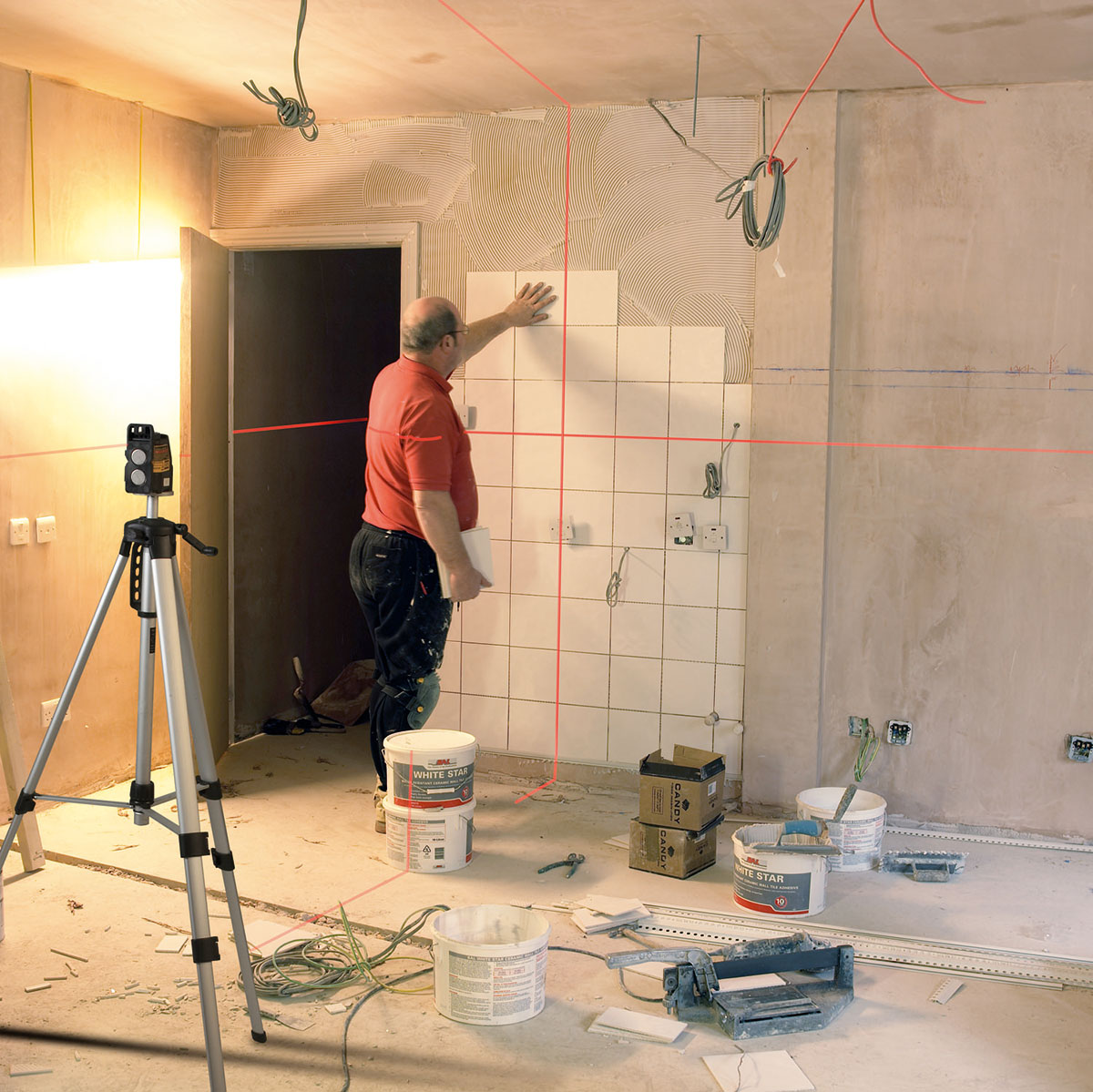 Laser 2ja línu sjálfstill 3xAA Rauður