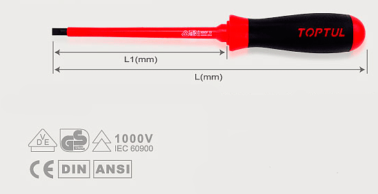 Skrúfjárn slétt 1000V 4x100 mm