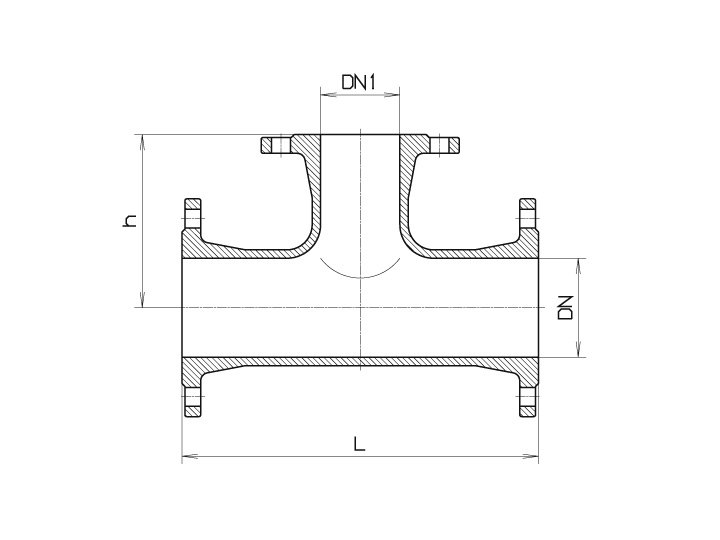 FLANGS TÉ MINNKANDI DN 80/50