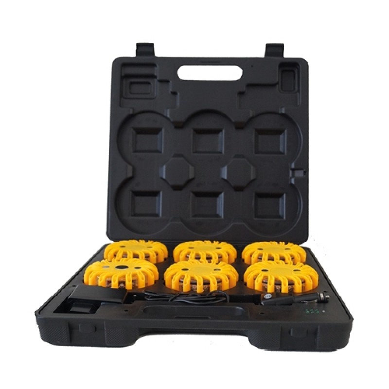 Blikkljós 6stk í hleðslutösku