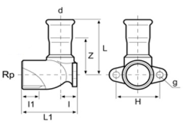 Vegghné 18mm x 1/2 Ryðfrítt