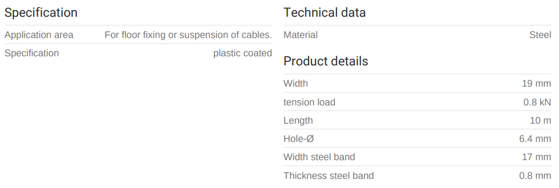 Gatagirði 19mm x 10 mtr.. plasthúðað Mefa