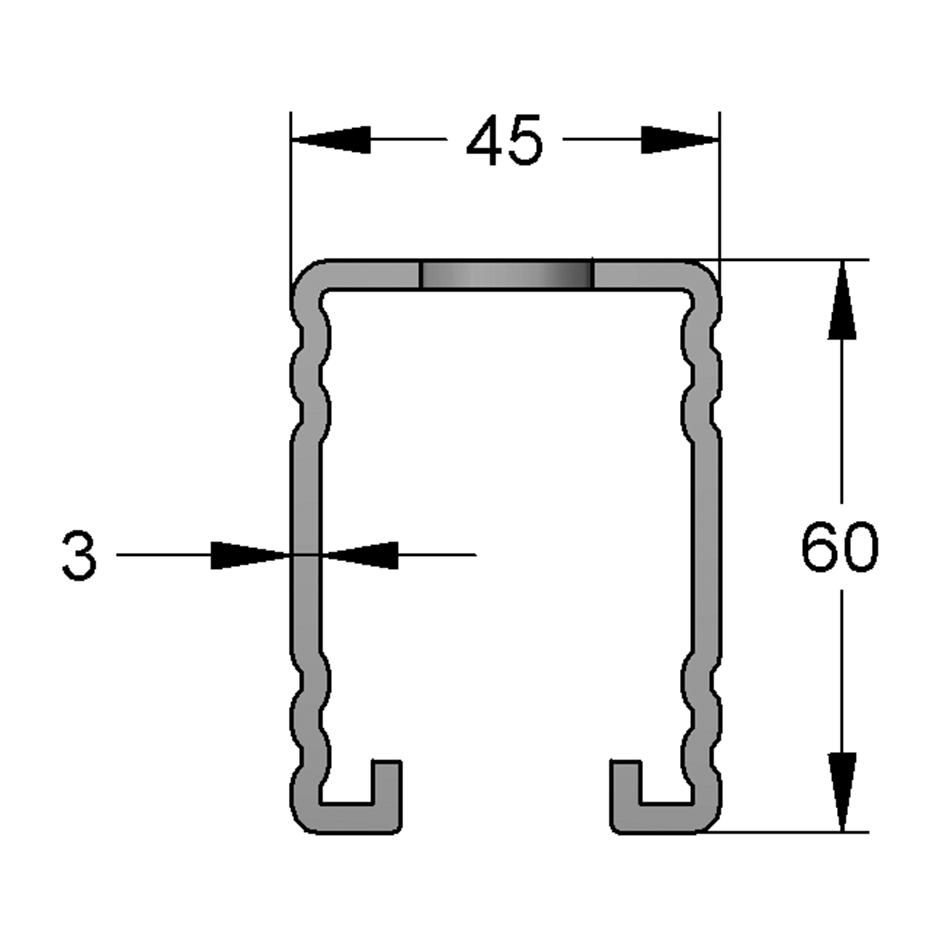 Brautir C 45/60 3mm 6mtr. raf Galv