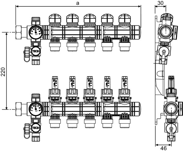 TECE SLQ Kista 3+3 m / flæðiglasi