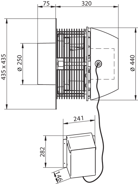 Veggblásari VVR 250-4 EC 1x230V