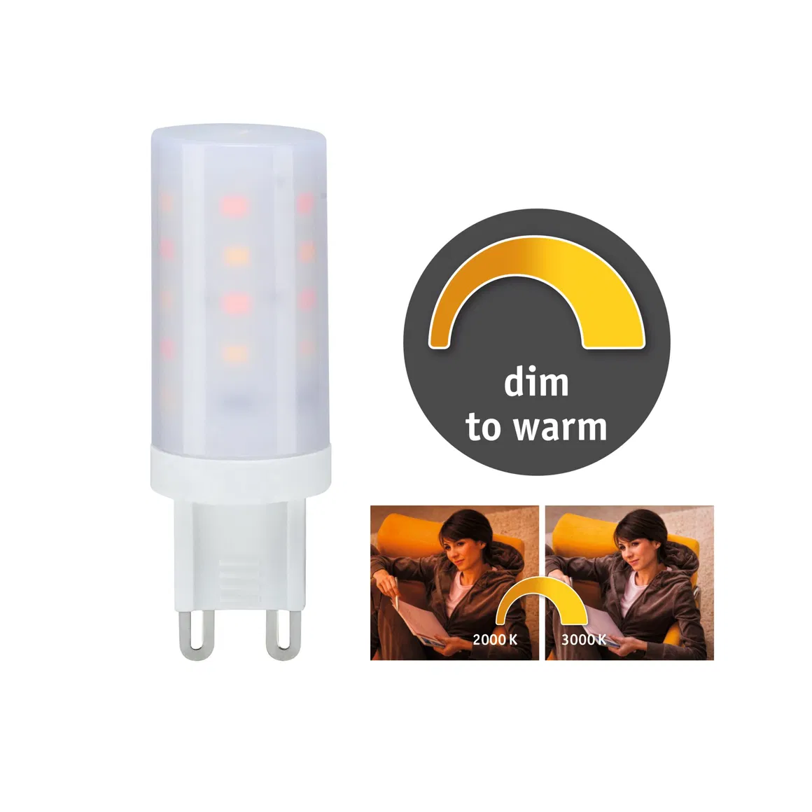 PAULMANN LED G9 4W 270lm GLOWDIM 2000-3000k