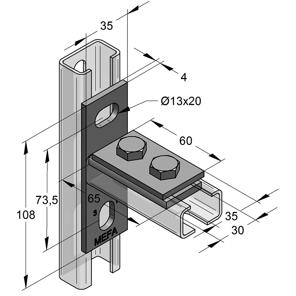 Mefa lárétt samsetning f/brautir 35