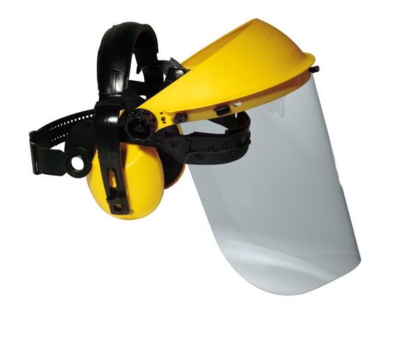 Andlitshlíf, gjörð f. heyrnahl.