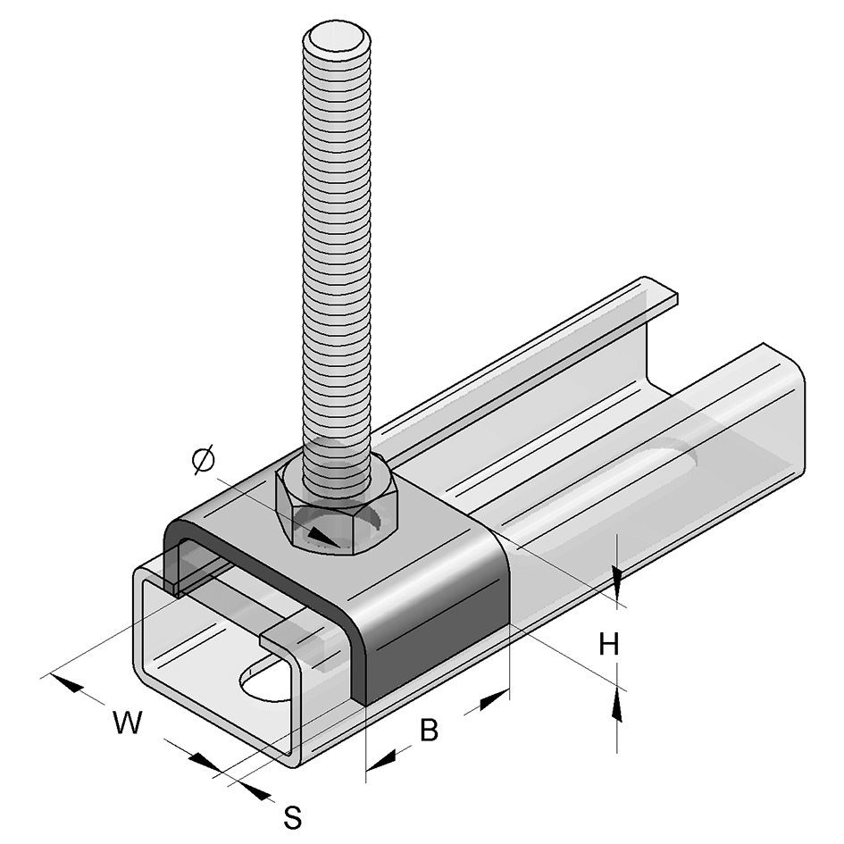 Ryðfr. haldari í braut M10 304 án ró