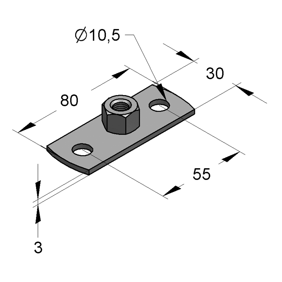 Fótstk.m/ró 8mm 80x30
