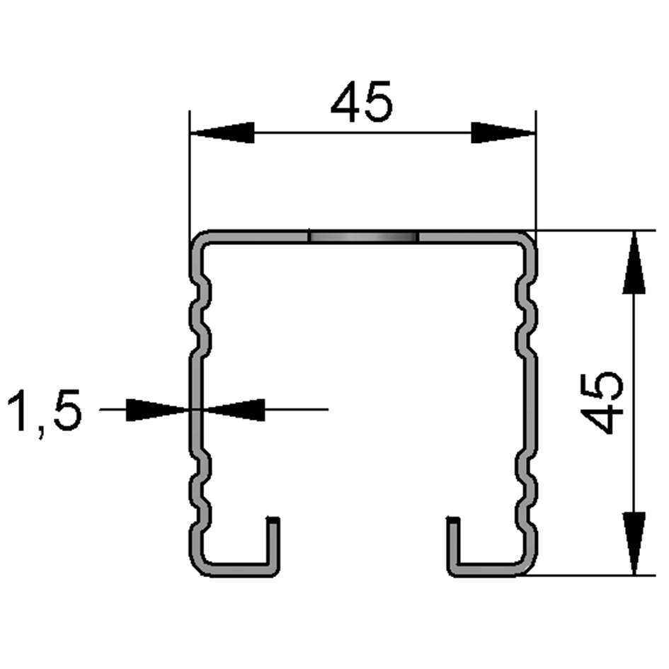 Brautir STEX 45/45 1.5mm 2mtr. Galv
