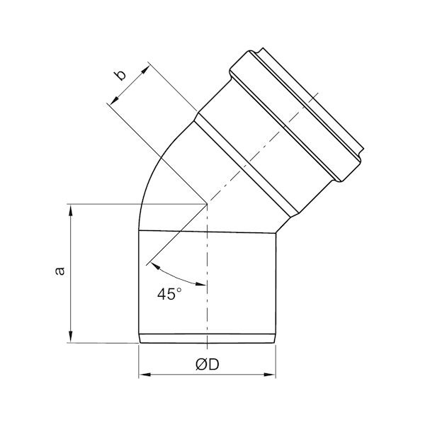 Hné 75/45° ryðfrítt