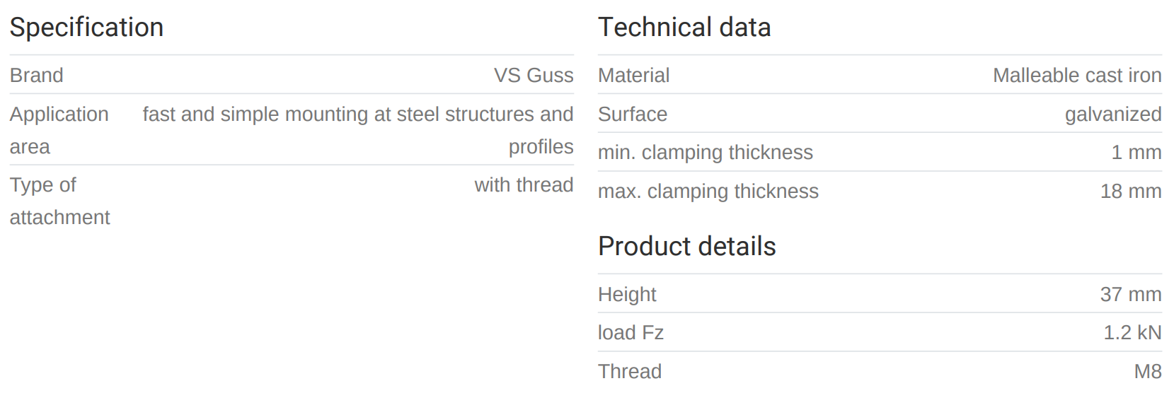 Bitaklemma TKN 8mm galv