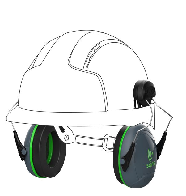 Heyrnahlífar Sonis1 (SNR 26dB) grænar f. hjálma