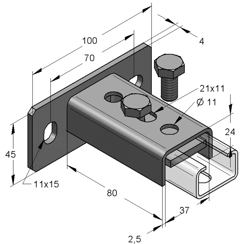 Mefa lárétt veggfesting f/brautir 35