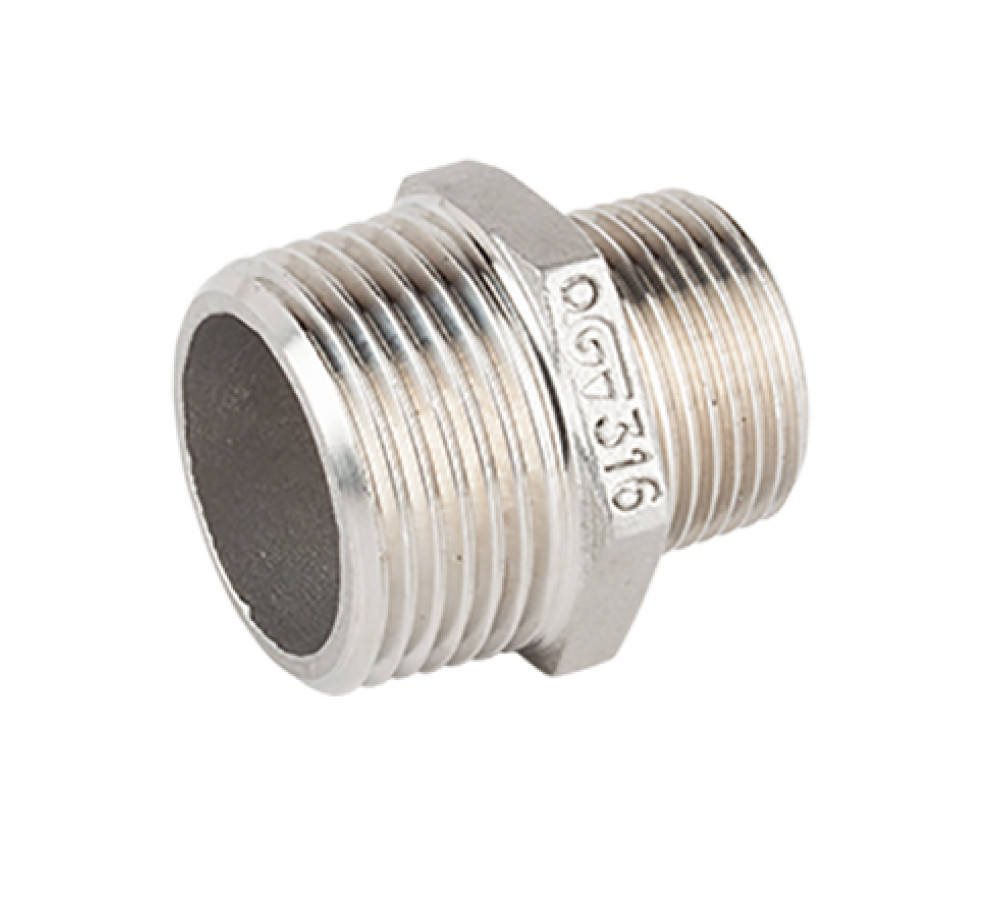 Brjóstnippill 1/2" x 3/8" Ryðfrítt