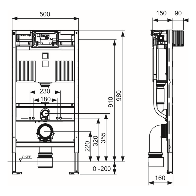 TECE kassi innbyggður 98 cm m/festingum