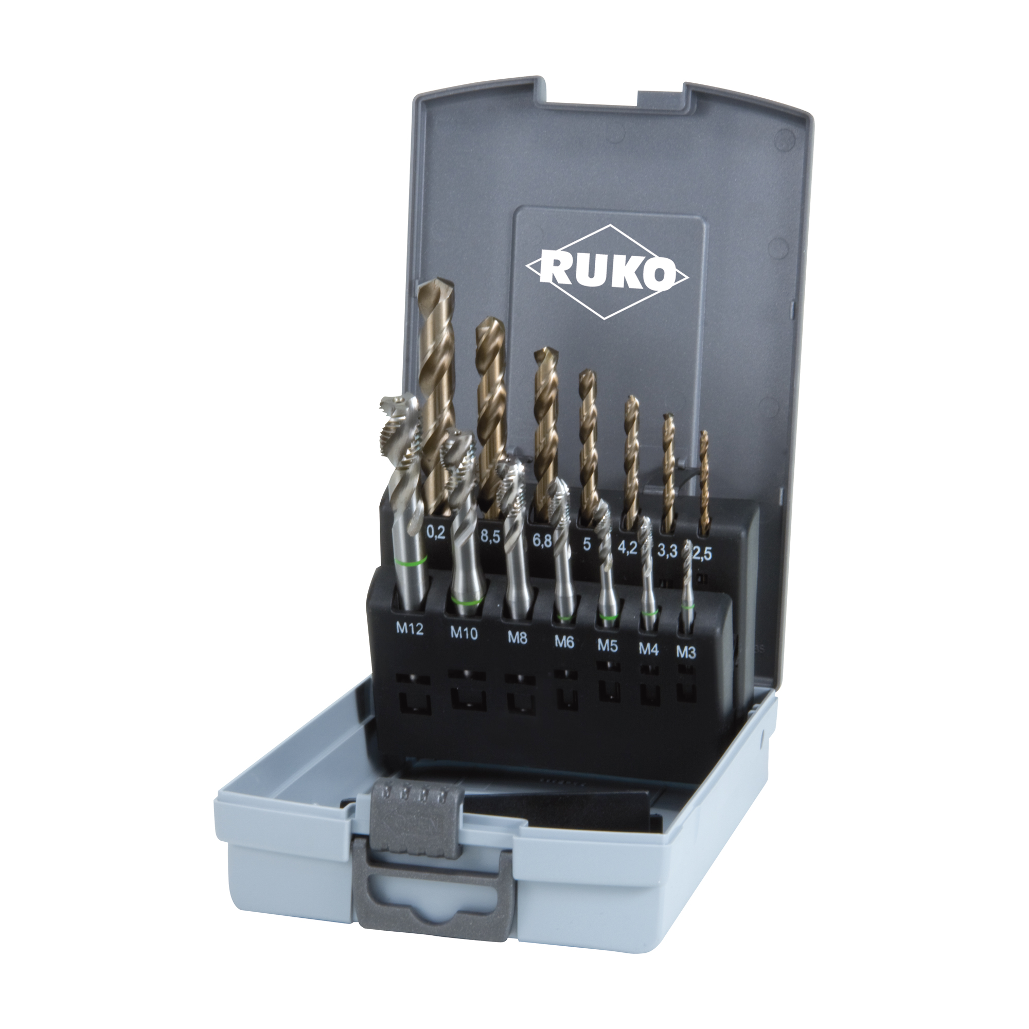 Vélatappar í setti s.u. Co5  3-12mm+bor