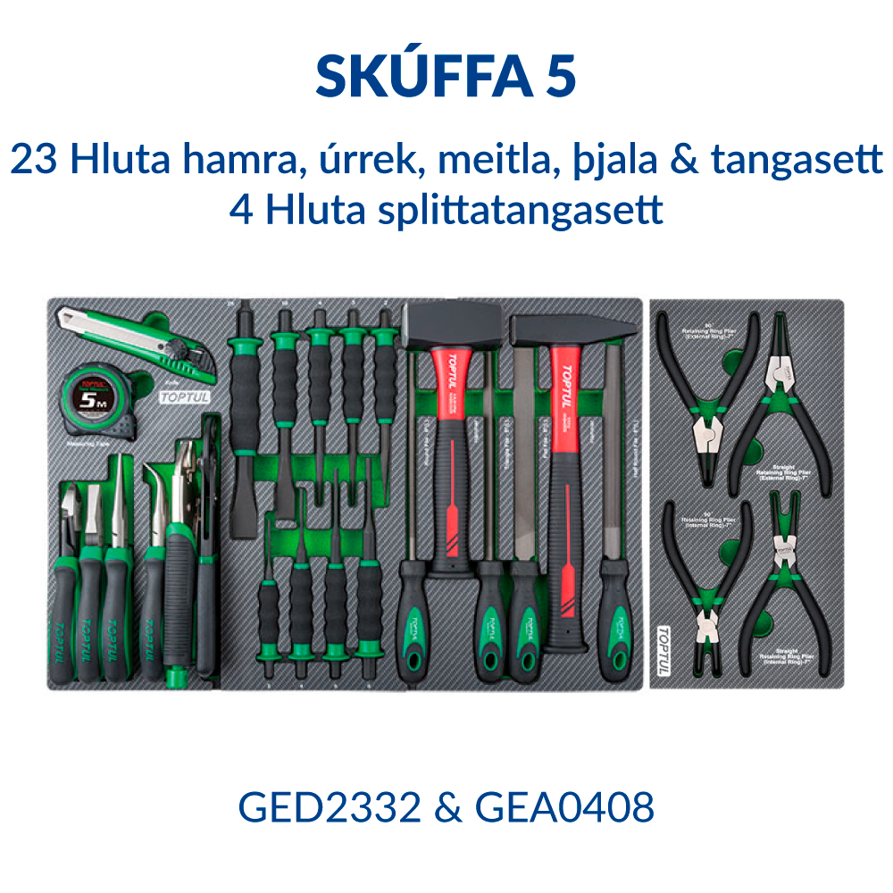 Verkfæravagn S5 413 hluta Jumbo Ryðfrír toppur