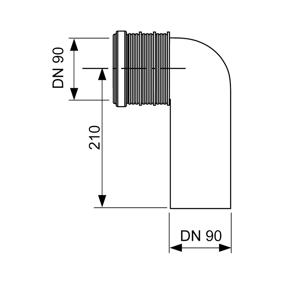 TECE WC beygja 90 mm svört