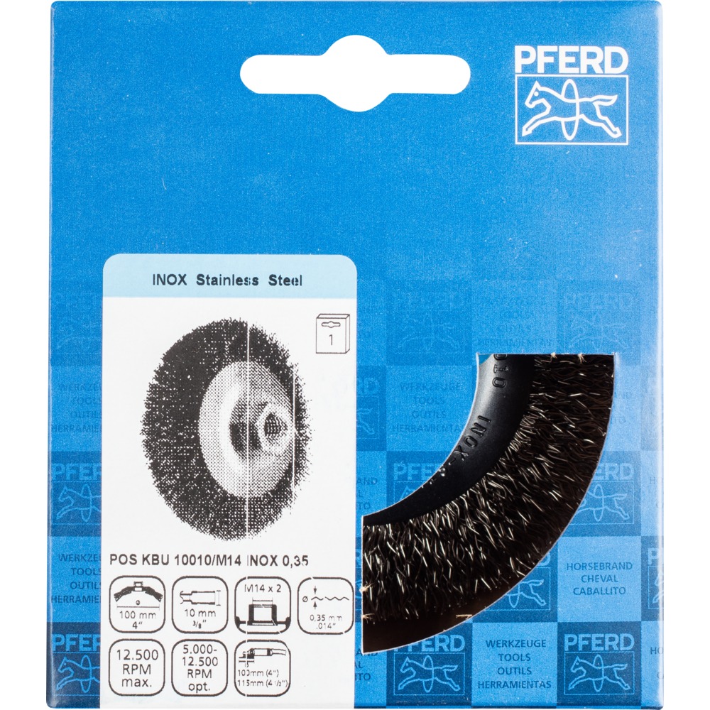 Keiluvírskífa 100mm M14 ryðfr.