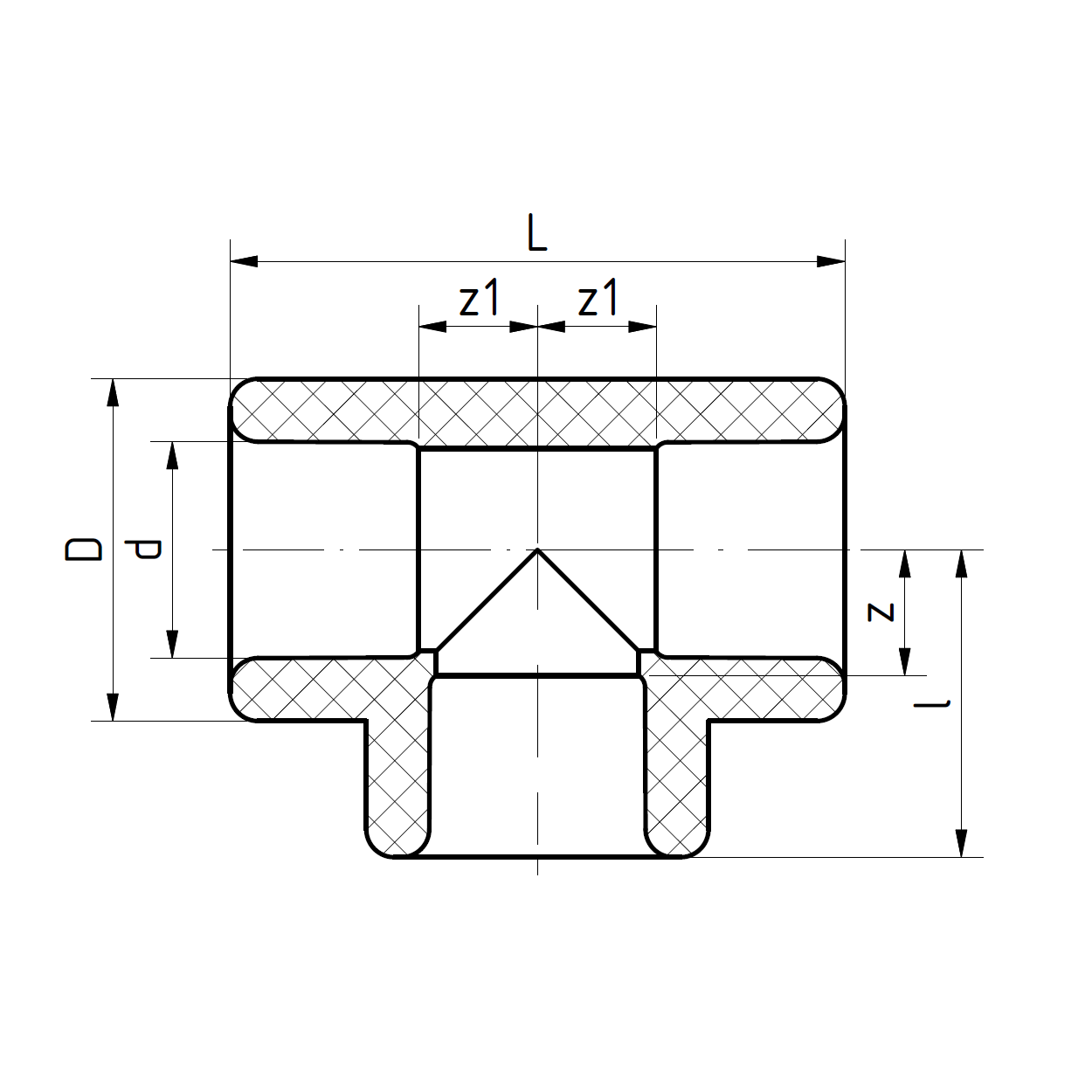 PPr FS Té 75mm Rautt
