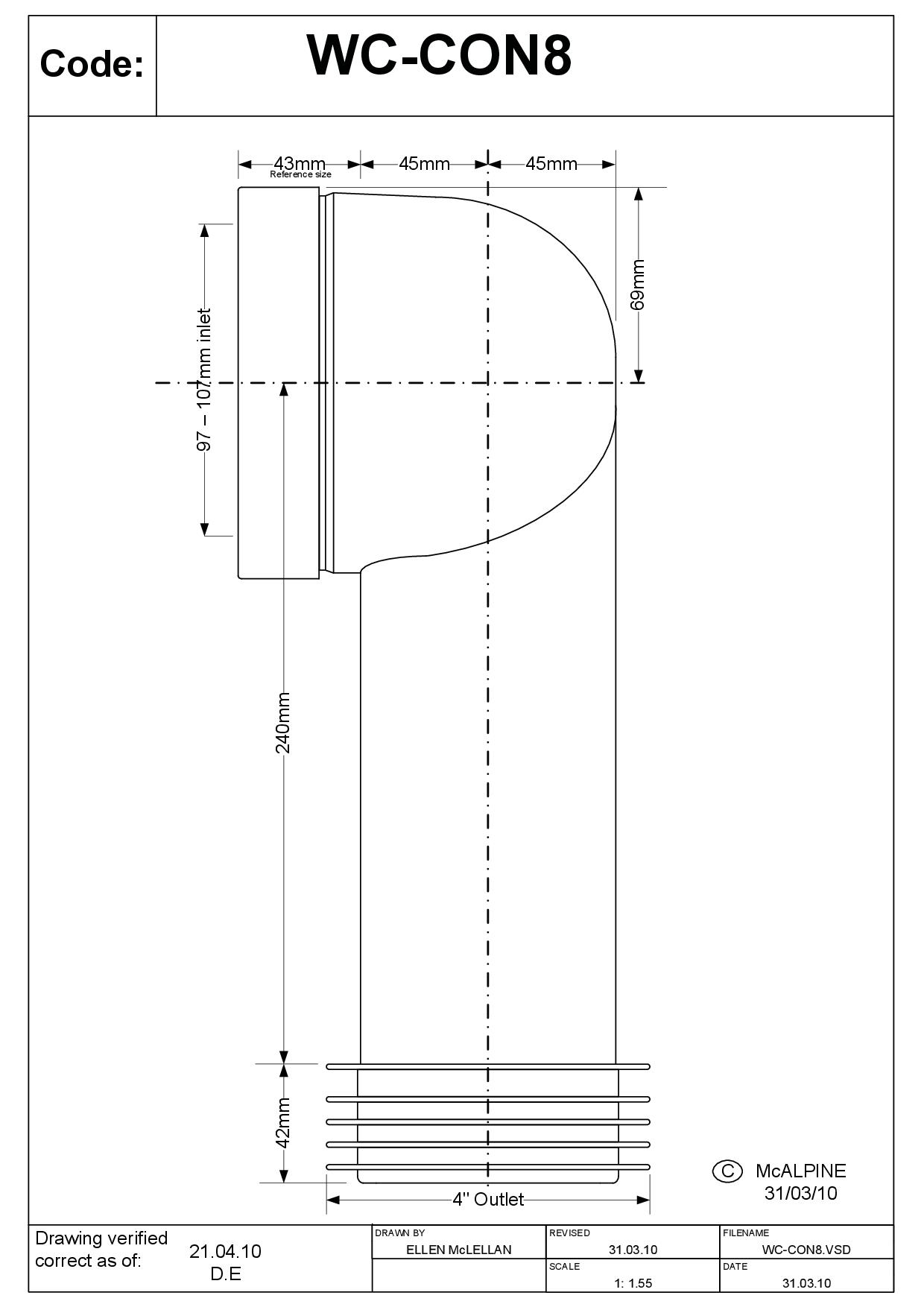 Wc hólk 90°halli 106 28cm CON8