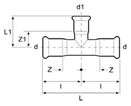 Té 88,9x54x88,9mm Ryðfrítt