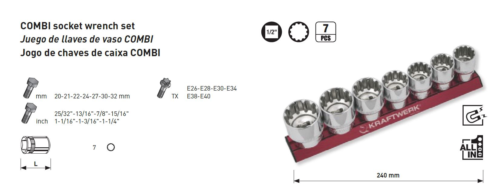 Toppasett á sleða 20-32mm 12K