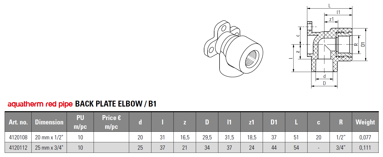 PPr FS Vegghné 25 x 3/4" Rautt