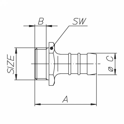 TENGI F/SLÖNGUR.3/4x18mm Króm