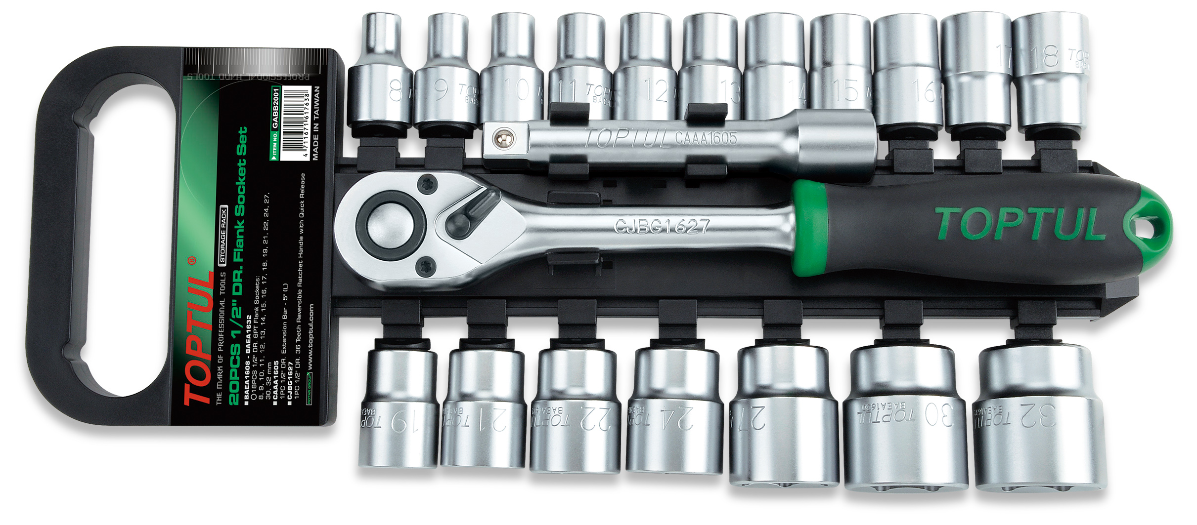 Topplyklasett 1/2" 20 stk