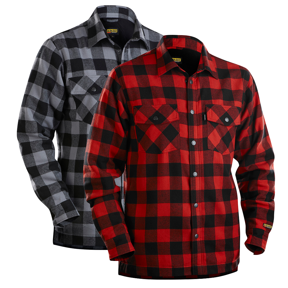 FLANNELSKYRTA FÓÐR.RAUÐ/SV-3XL