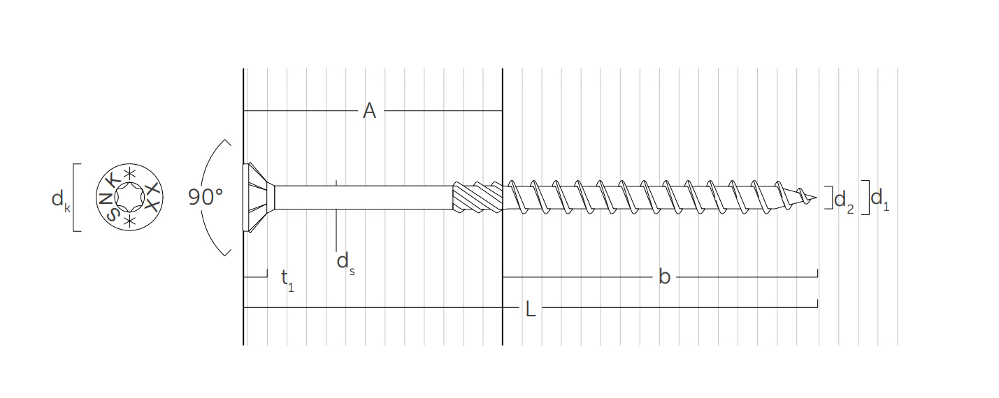 Tréskrúfa SNKEVO TX25 5x100 100stk C4