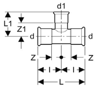 Té 22x12x22 galv/press