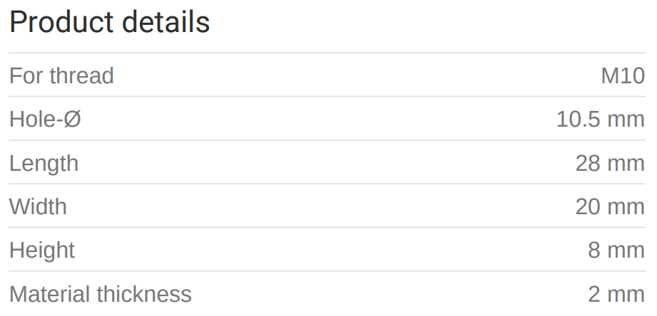 Ryðfr. haldari í braut M10 304 án ró