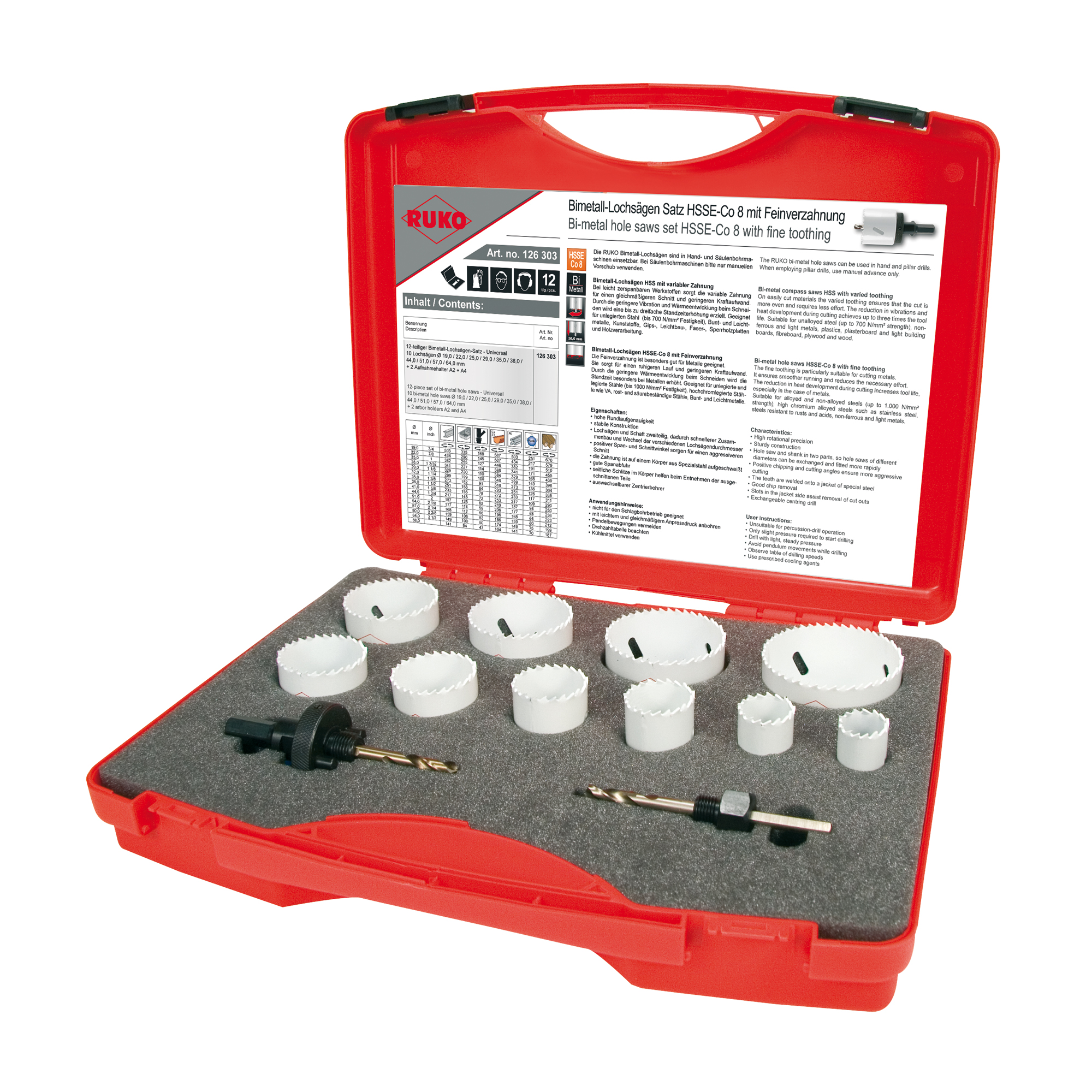 Dósaborasett 19-64mm 12stk Co8