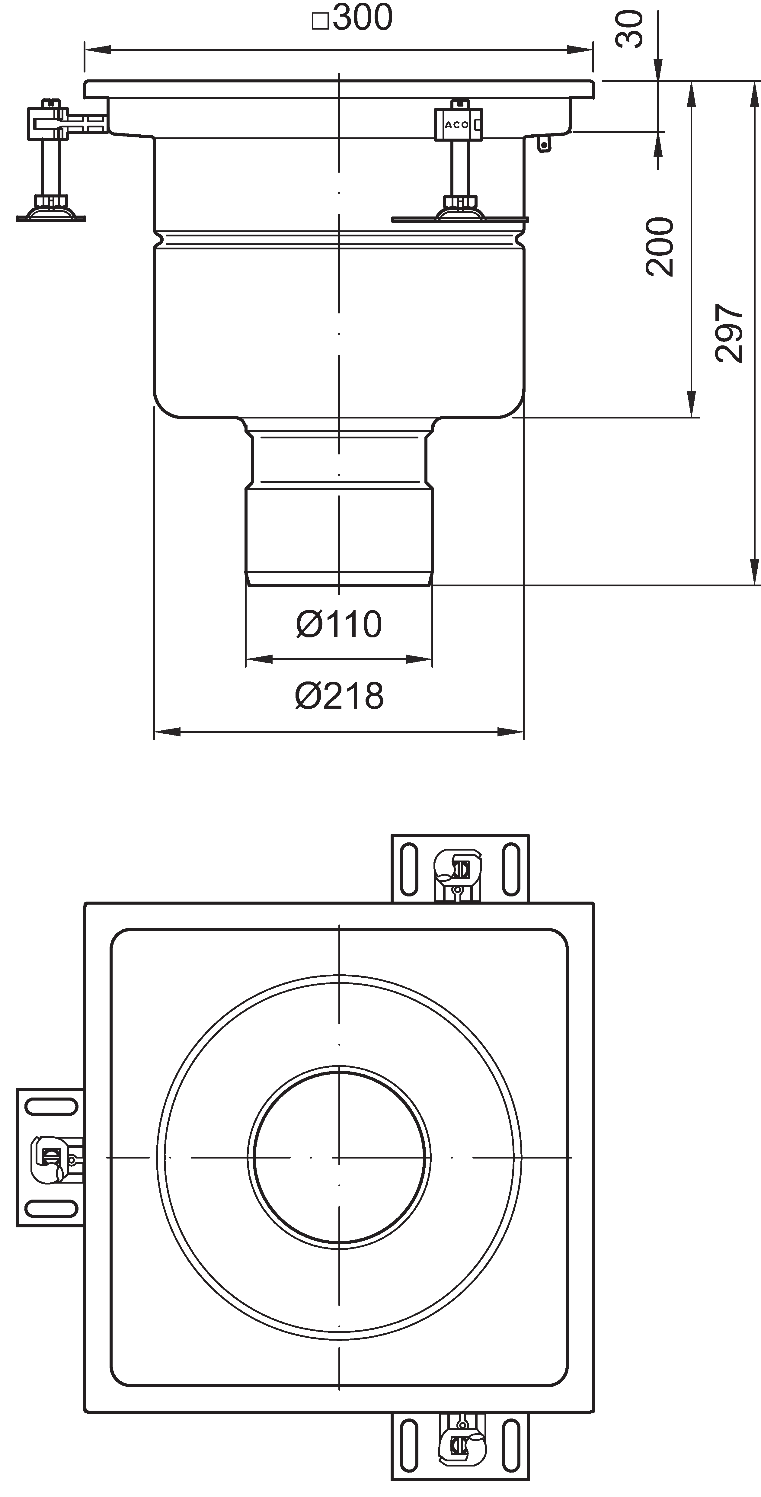 ACO IA218V Ø110 300mm AISI304