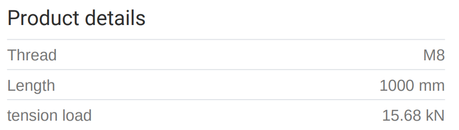 Ryðfr. snittteinn 8mm 316 1000mm