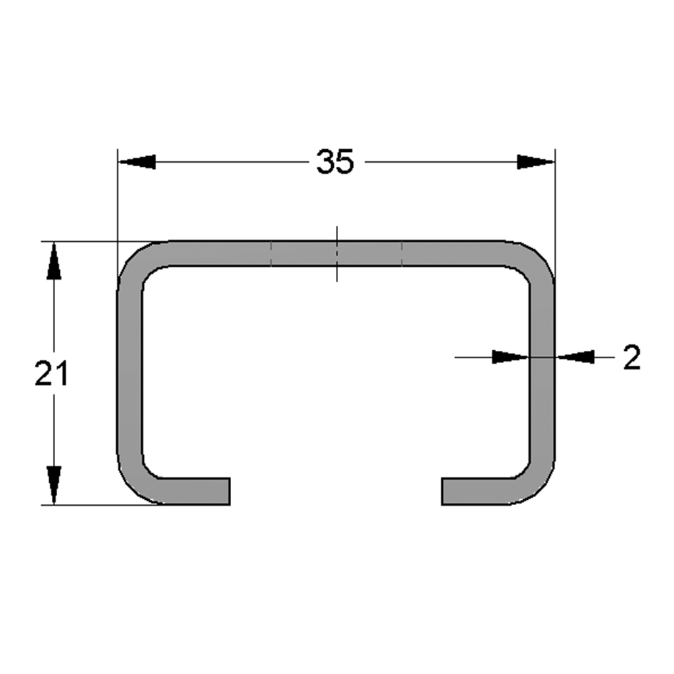 Brautir C 35/21 2mm 2mtr. Galv