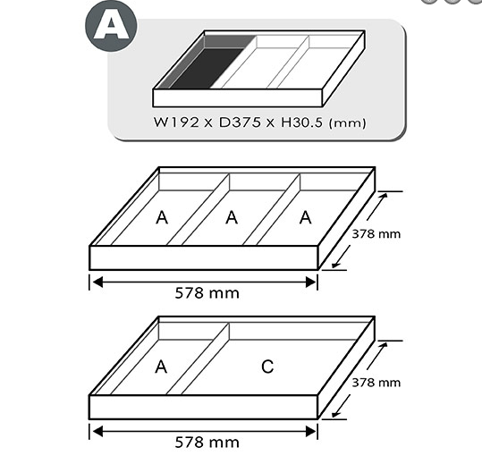Bakki í skáp - 3/8 Toppasett (Carbon)